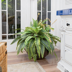 CQURE 128-branch fake fern corner display adds depth to garden nooks.