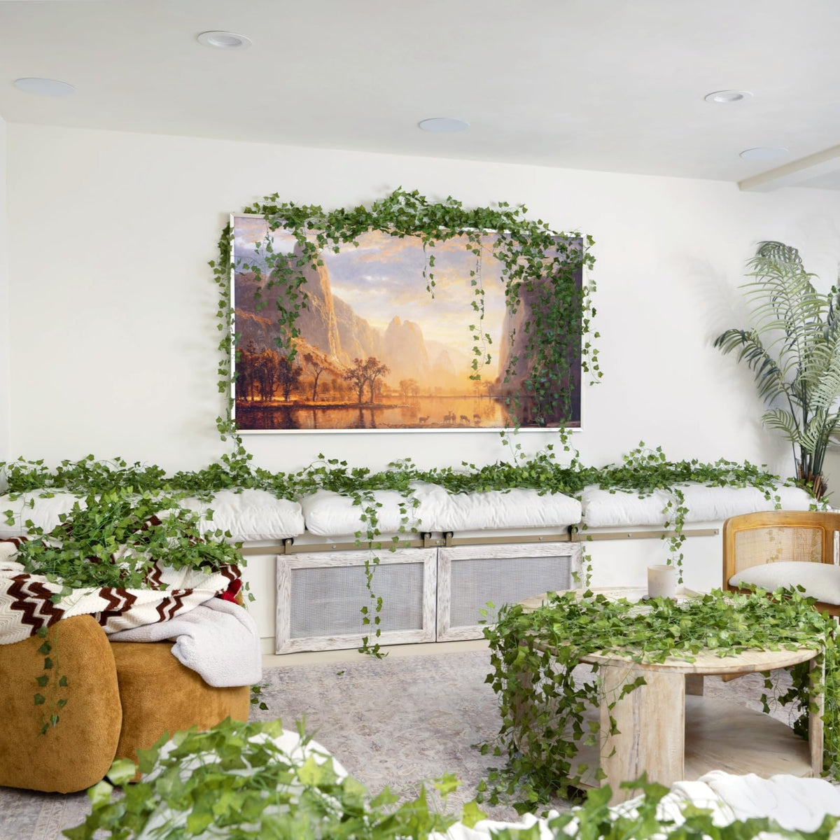CQURE artificial ivy wreath decor for seasonal styling.