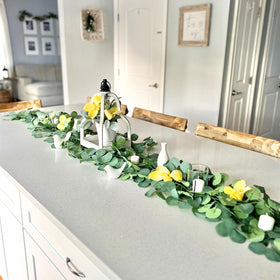 CQURE eucalyptus garland neutral backdrop for versatile use
