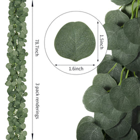 CQURE eucalyptus garland close-up shows realistic silk leaves