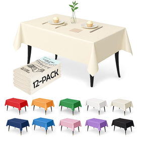 Craft And Party ivory tablecloth 54x108 provides full coverage to protect surfaces during events.