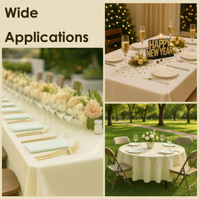 Craft And Party 12-pack ivory tablecloths covers large events affordably.