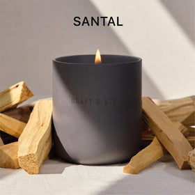 Close-up of ceramic vessel for Craft & Kin Santal Woods candle