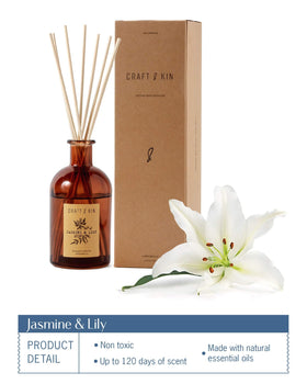 Packaging for Craft & Kin Lily & Jasmine diffuser makes a refined gift