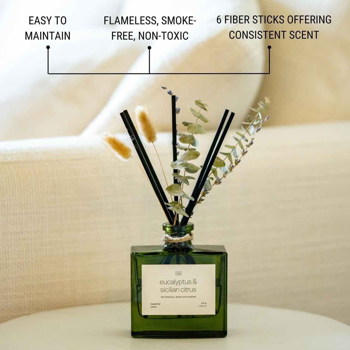 Craft & Kin Green Collection diffuser shown in a cozy living room setting