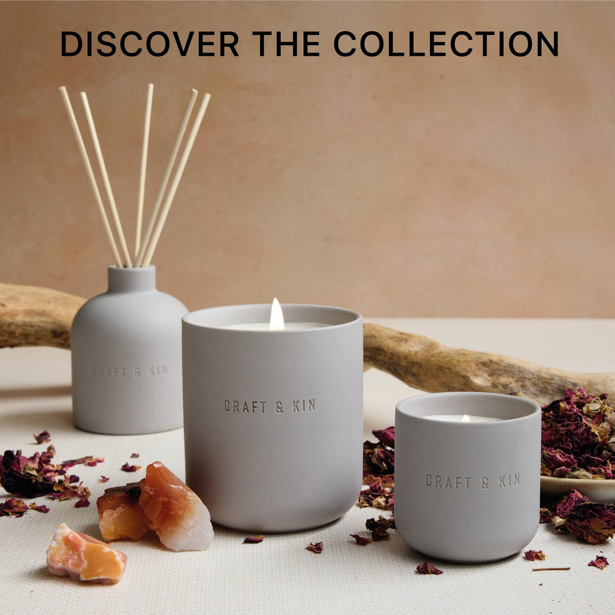 Craft & Kin Dark Rose & Amber scent blends jam-scented roses with amber notes.