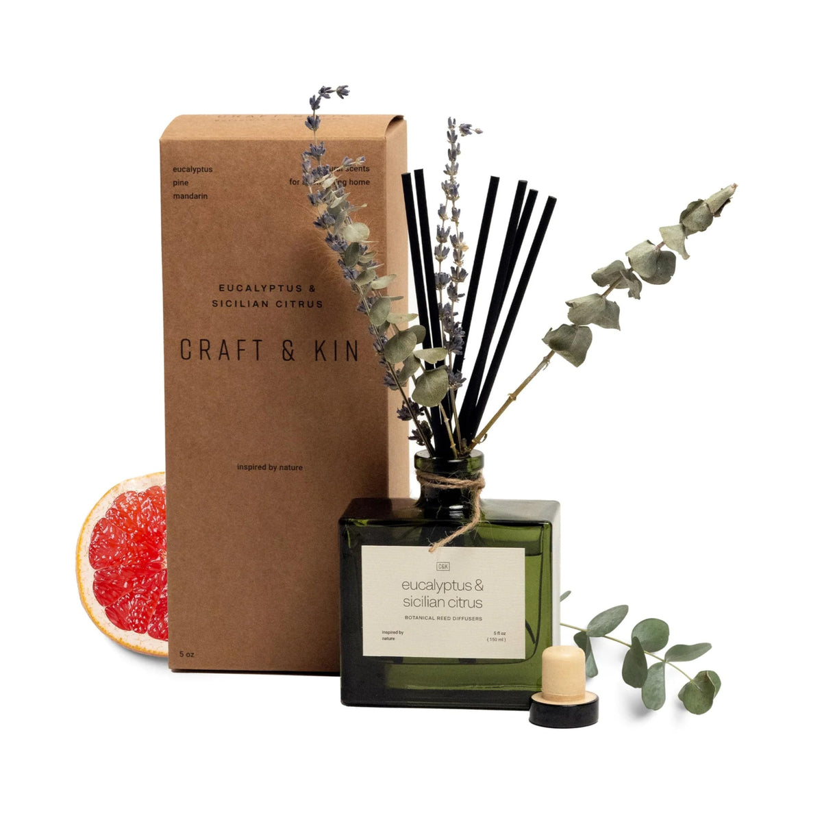 Craft & Kin reed diffuser with dried flowers enhances natural decor with subtle fragrance