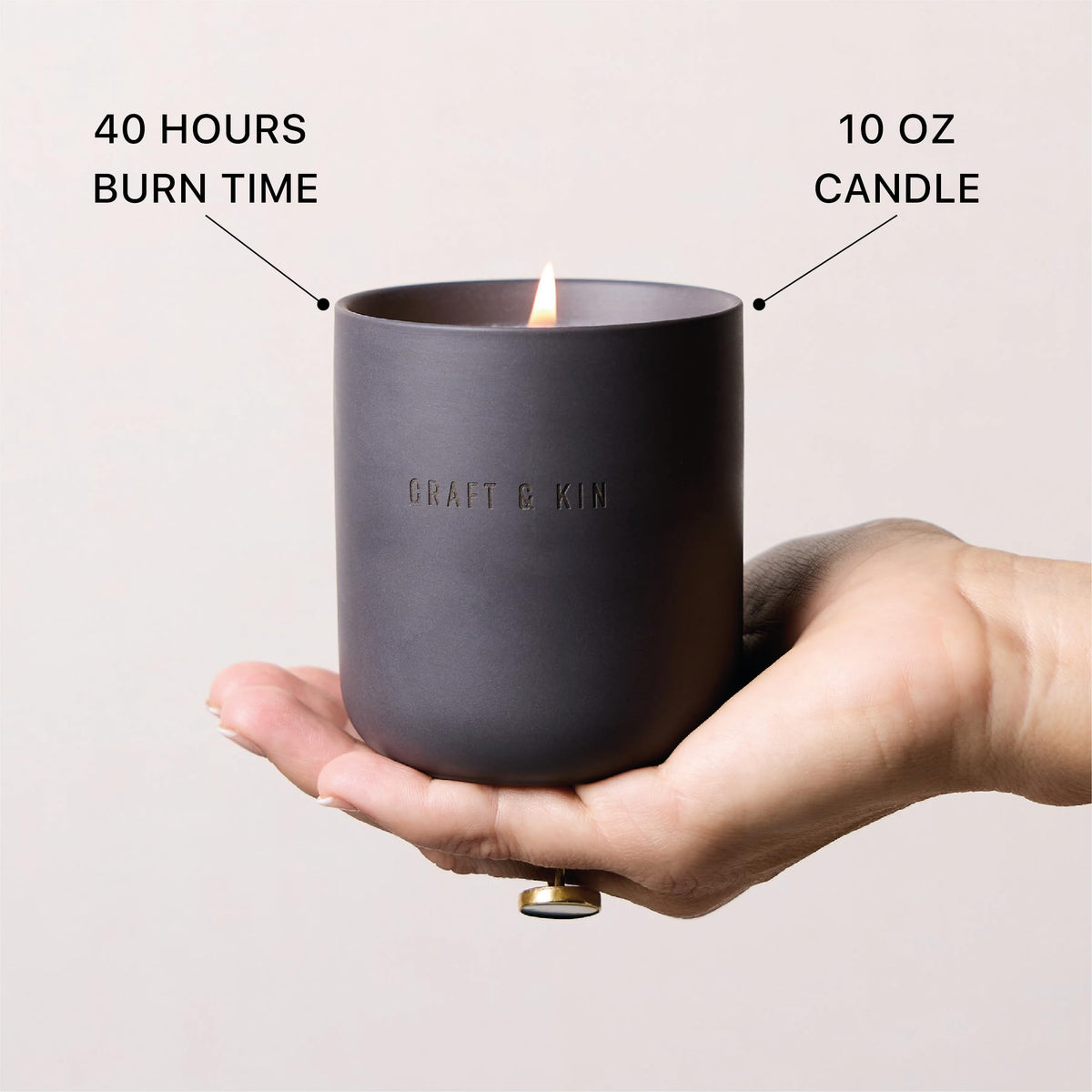Lit Craft & Kin Santal Woods candle in cozy ambiance shot