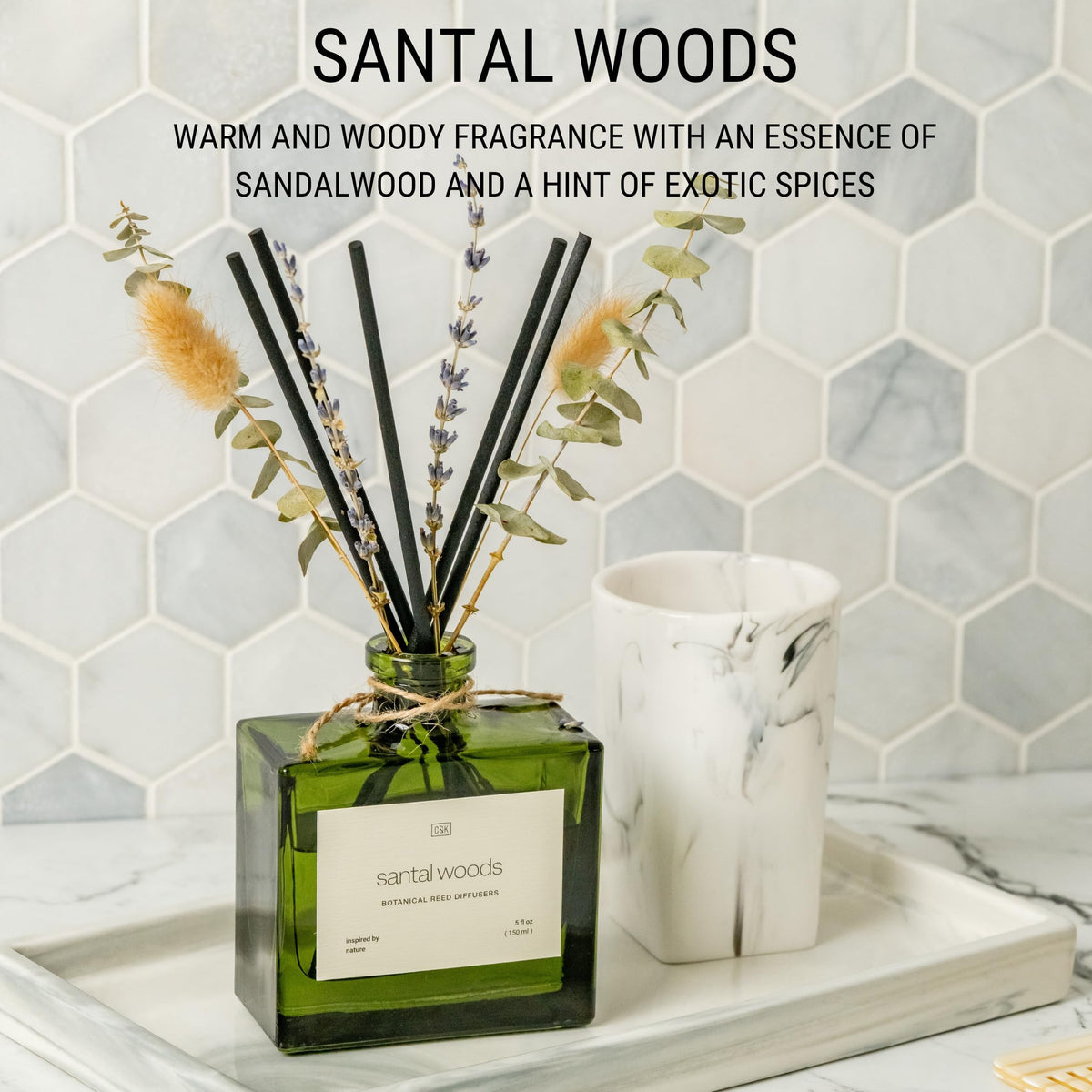 Santal Woods aroma from Craft & Kin with warm woody notes and subtle spice hints.