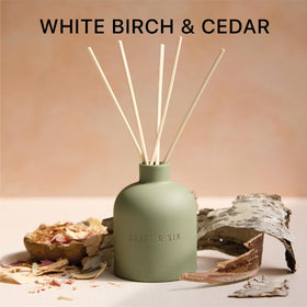Craft & Kin White Birch & Cedar reed sticks control fragrance intensity in any room.