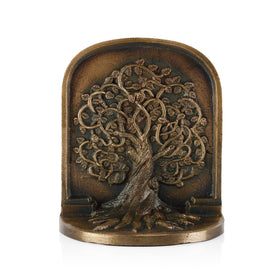 Antique brass finish adds vintage charm to Craftsman Road bookends