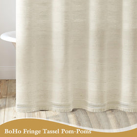 Craidlela boho-striped textured curtain brings subtle pattern and depth.