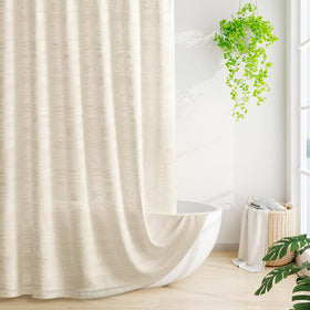 Craidlela linen blend fabric close-up showing natural texture for warm farmhouse style