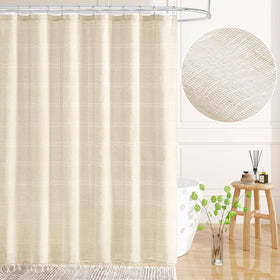 Craidlela linen fabric close-up shows natural texture for a warm bath feel.