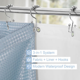 Craidlela waffle-texture curtain with water beading for quick drying.
