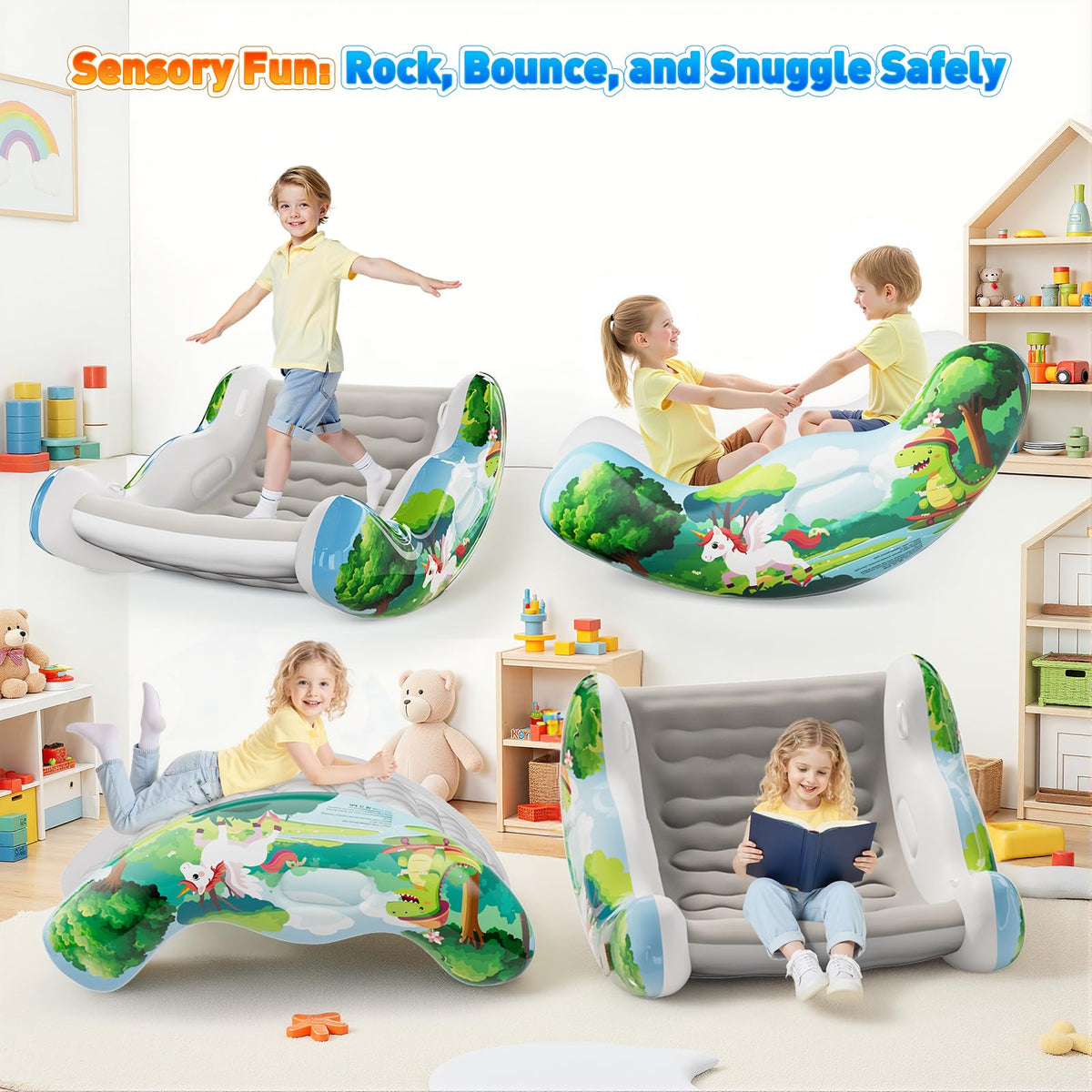Crakrora Sensory Chair in use with built-in pump for quick setup.