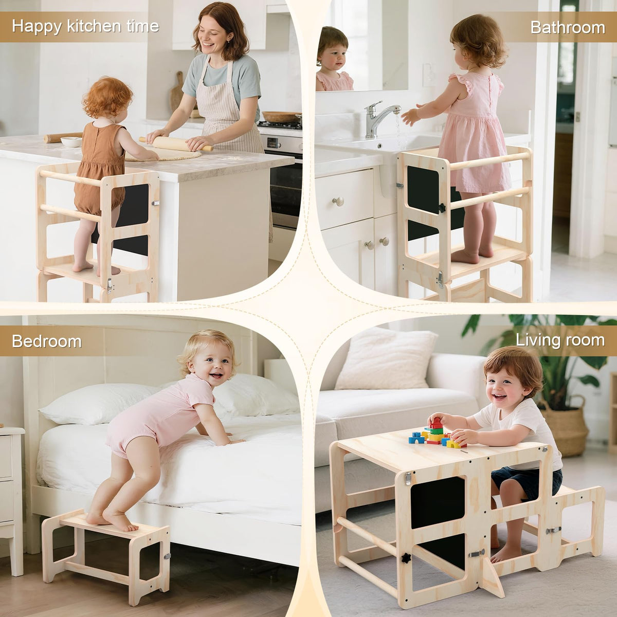 Cravenook step stool assembly guide demonstrating quick, tool-free setup.