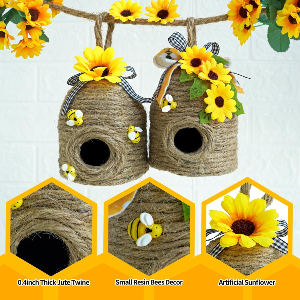 CRCZK Artificial Bees and Sunflowers accent for table or mantel.