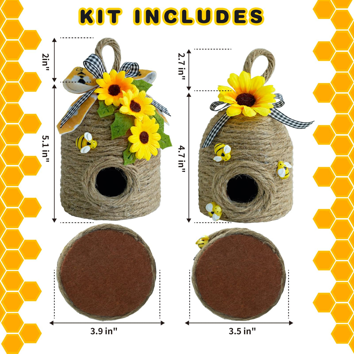 CRCZK Bee Hive Decor Sunflower Bow detail for bright spring decor.