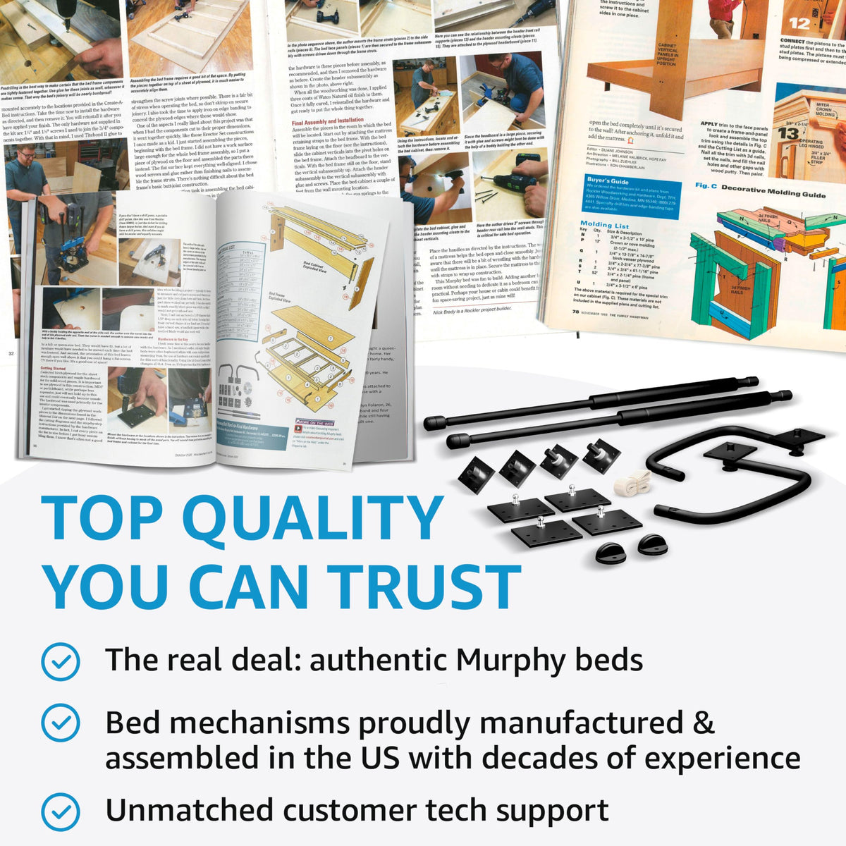 Create-A-Bed queen vertical Murphy bed kit made in USA signals long-lasting build