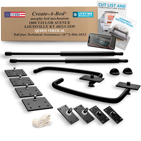 Create-A-Bed queen vertical Murphy bed kit packaged for easy transport and fast setup