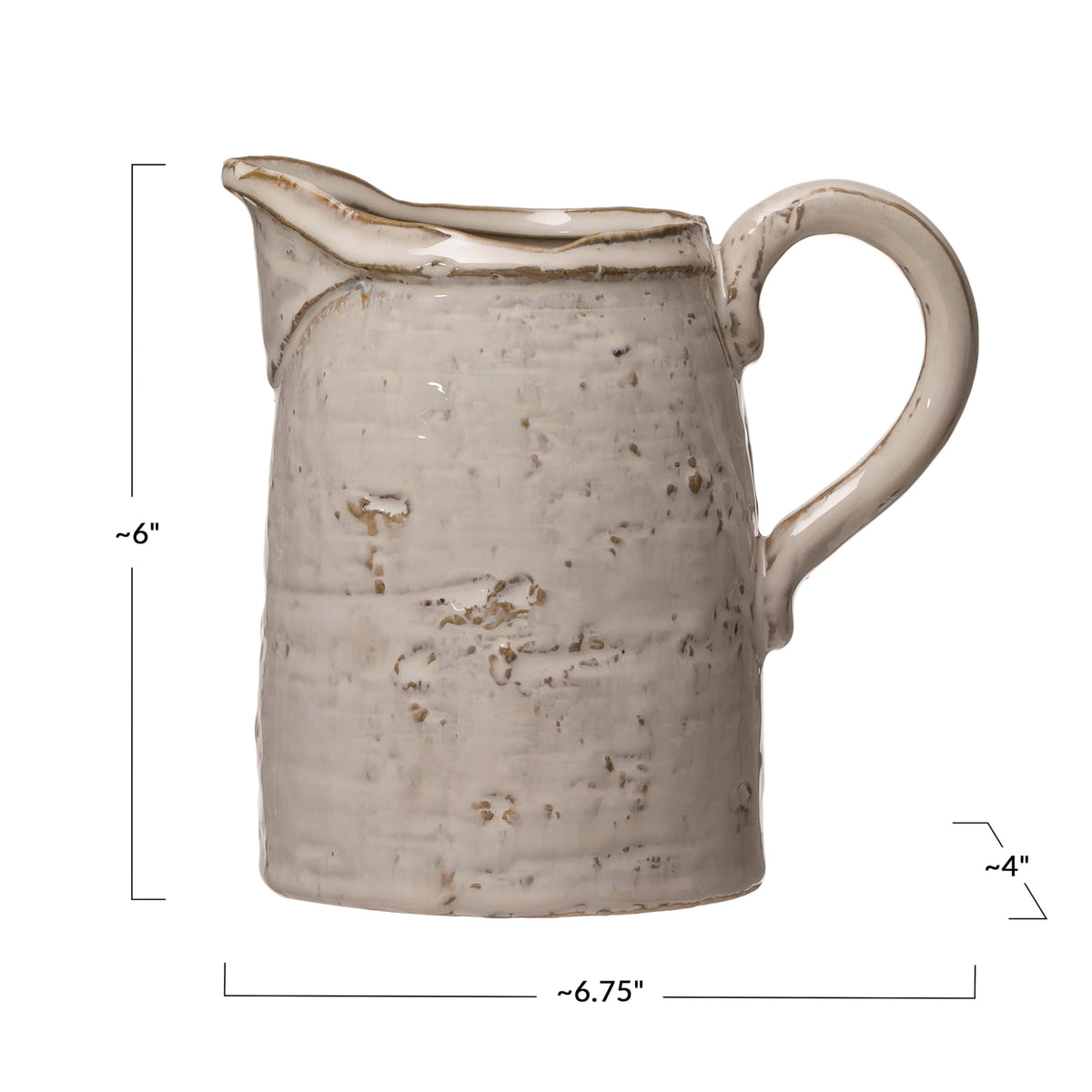 Creative Co-Op stoneware pitcher ideal for serving beverages in style.
