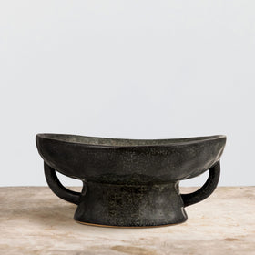 Creative Co-Op black glaze close-up shows glaze variation