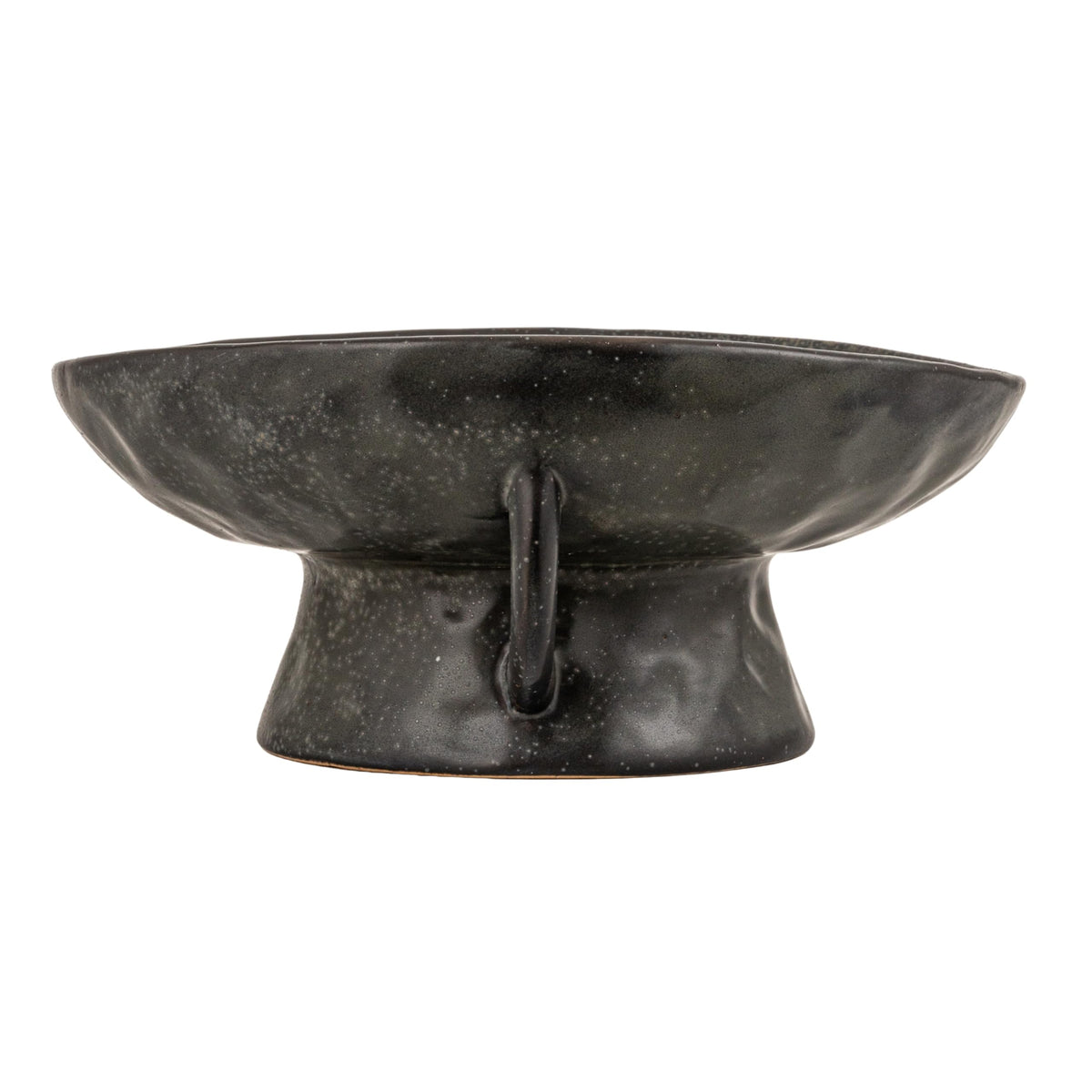 Creative Co-Op stoneware pedestal bowl on kitchen counter for a stylish display