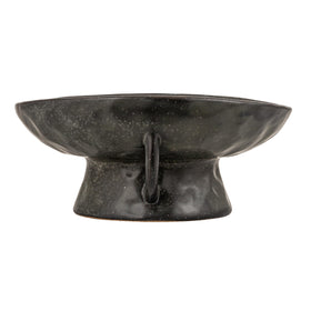 Creative Co-Op stoneware pedestal bowl on kitchen counter for a stylish display
