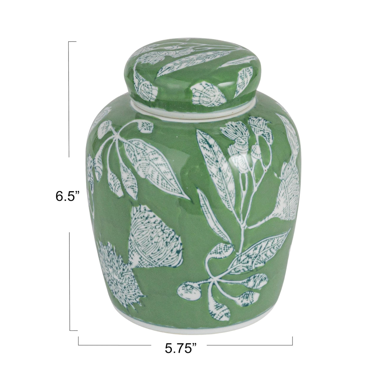 Creative Co-Op ceramic ginger jar pattern adds classic charm to home decor.