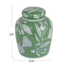 Creative Co-Op ceramic ginger jar pattern adds classic charm to home decor.