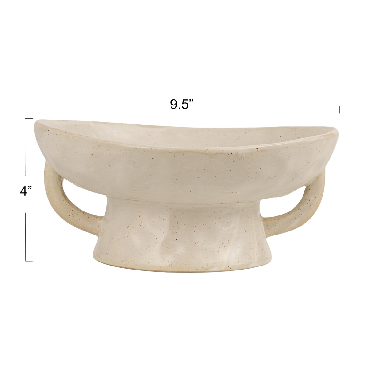 Creative Co-Op footed bowl with handles on counter for stylish fruit display