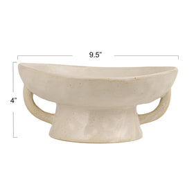 Creative Co-Op footed bowl with handles on counter for stylish fruit display