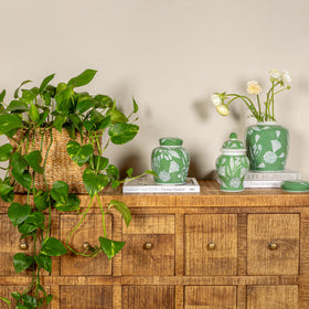 Creative Co-Op ginger jar size 5.75 x 6.5 inches for compact display.
