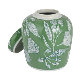 Creative Co-Op green-white glaze ginger jar enhances traditional or coastal spaces.
