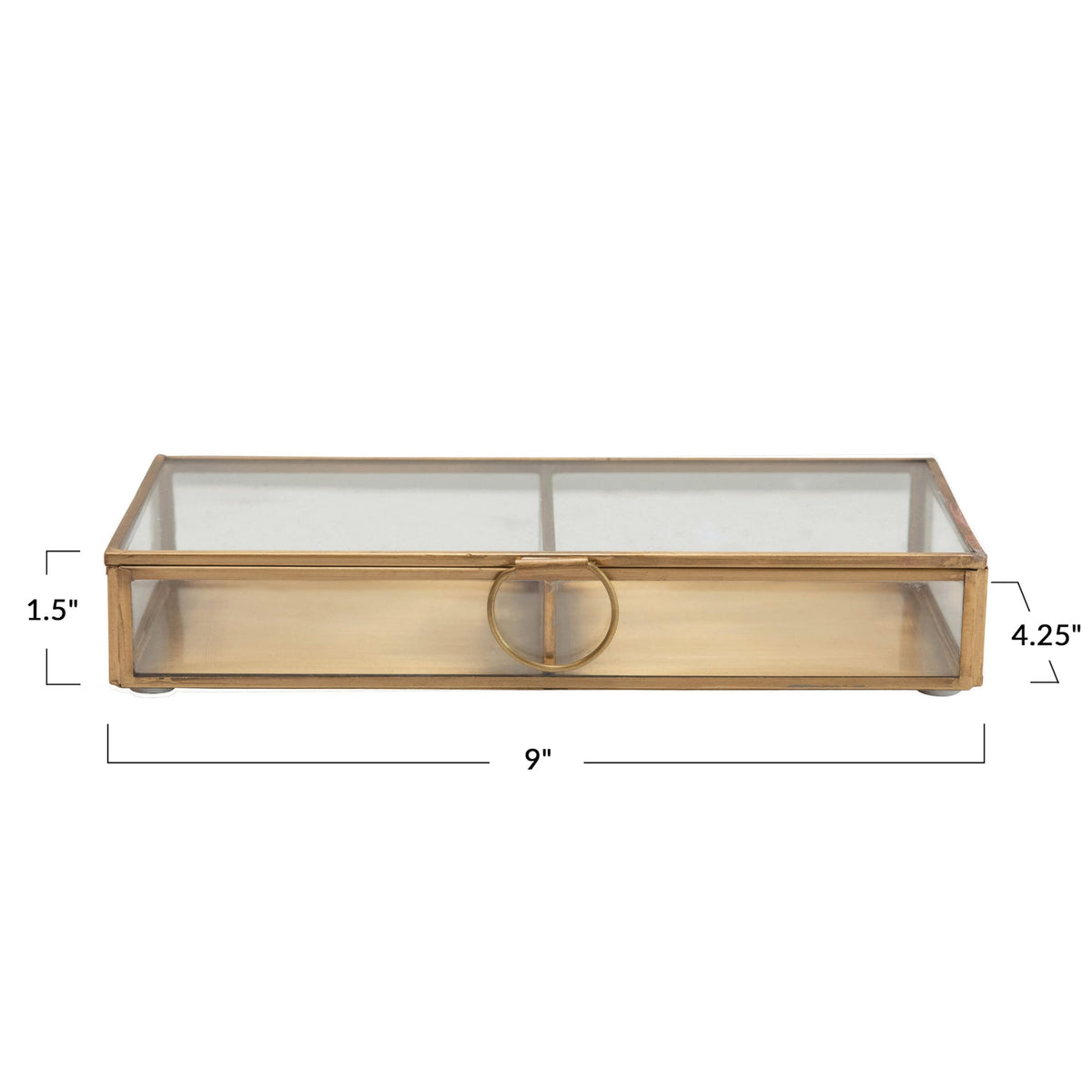 Creative Co-Op hinged-lid display case for quick access to small treasures
