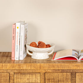 Creative Co-Op kitchen counter bowl with handles for versatile display