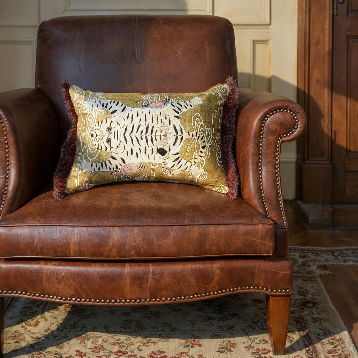 Creative Co-Op lumbar pillow on sofa enhances comfort and stylish layering