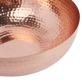 Creative Co-Op metal bowl on wood table, versatile gallery-worthy centerpiece