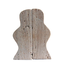 Creative Co-Op travertine bookends showcase glossy finish for warm decor