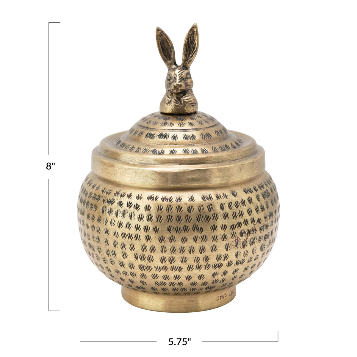 Creative Co-Op hammered brass texture adds warmth and shine.