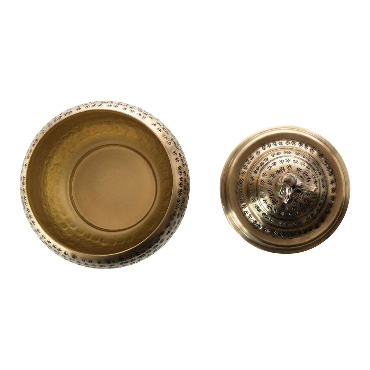 Creative Co-Op lid with rabbit finial for easy access.