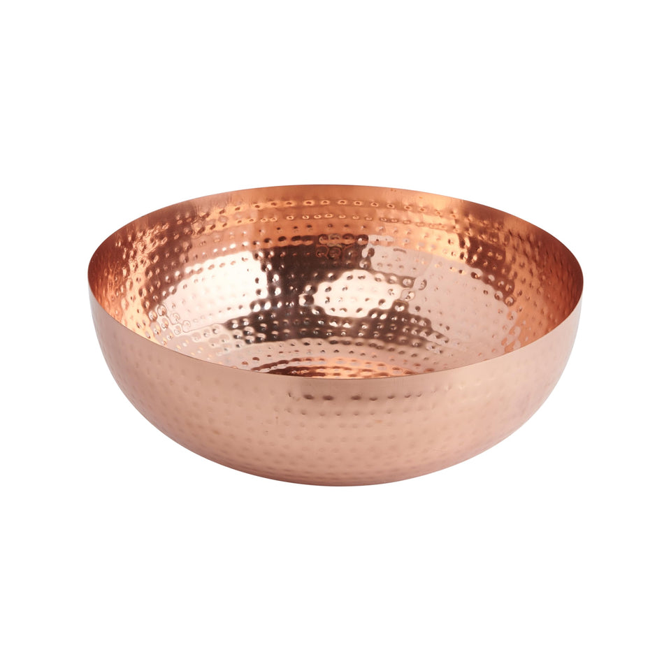Creative Co-Op round hammered metal bowl with copper finish, ideal for elegant serving and mixing