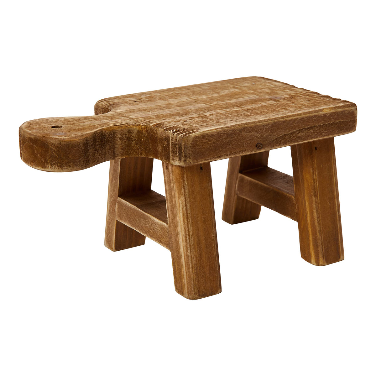 Creative Co-Op small wood pedestal with handle, top view, ideal for elevating a plant