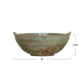 Creative Co-Op berry bowl with aqua glaze texture, ideal for berries and small desserts.
