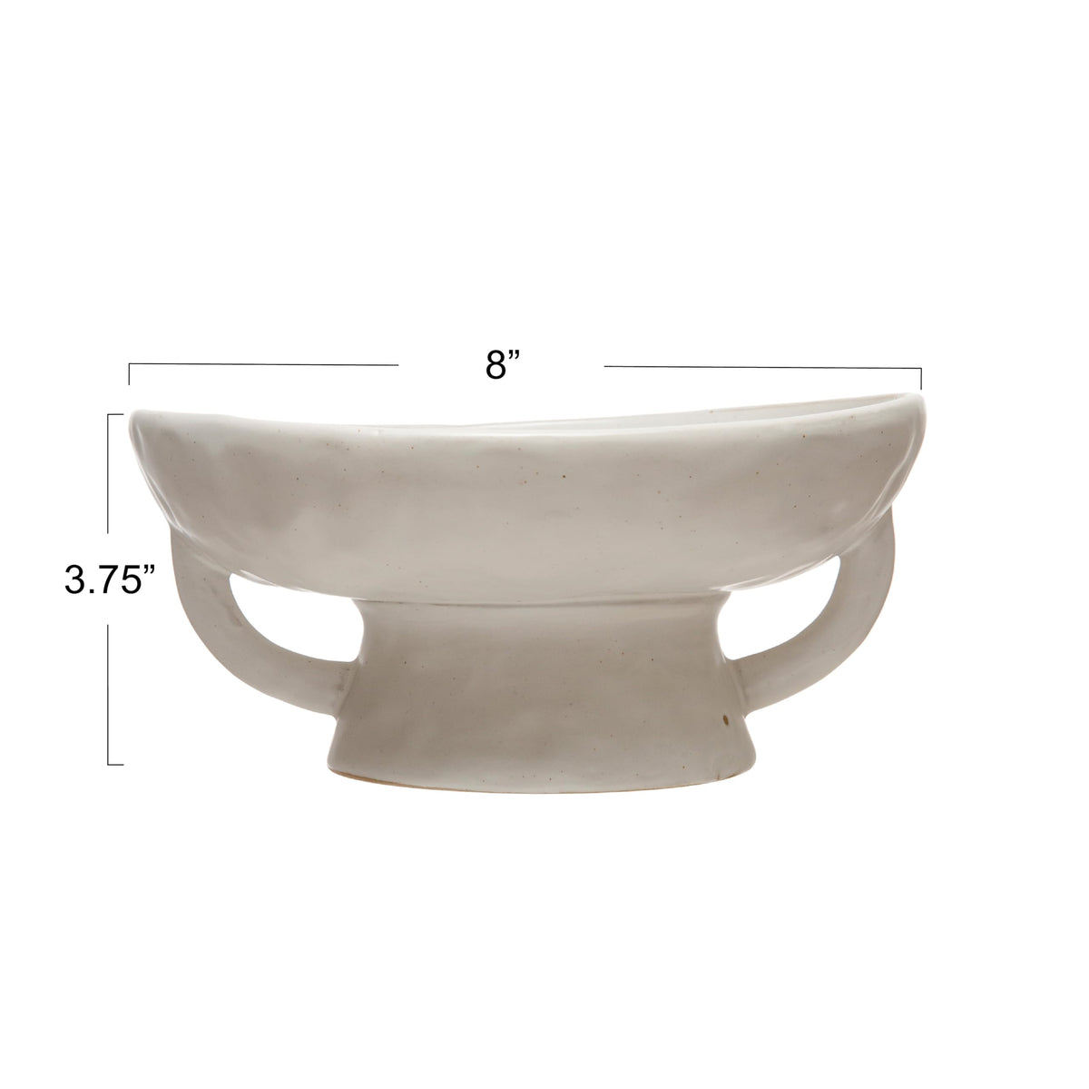 Creative Co-Op stoneware bowl, footed design, side angle highlighting stability and form.