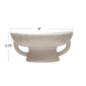 Creative Co-Op stoneware bowl, footed design, side angle highlighting stability and form.