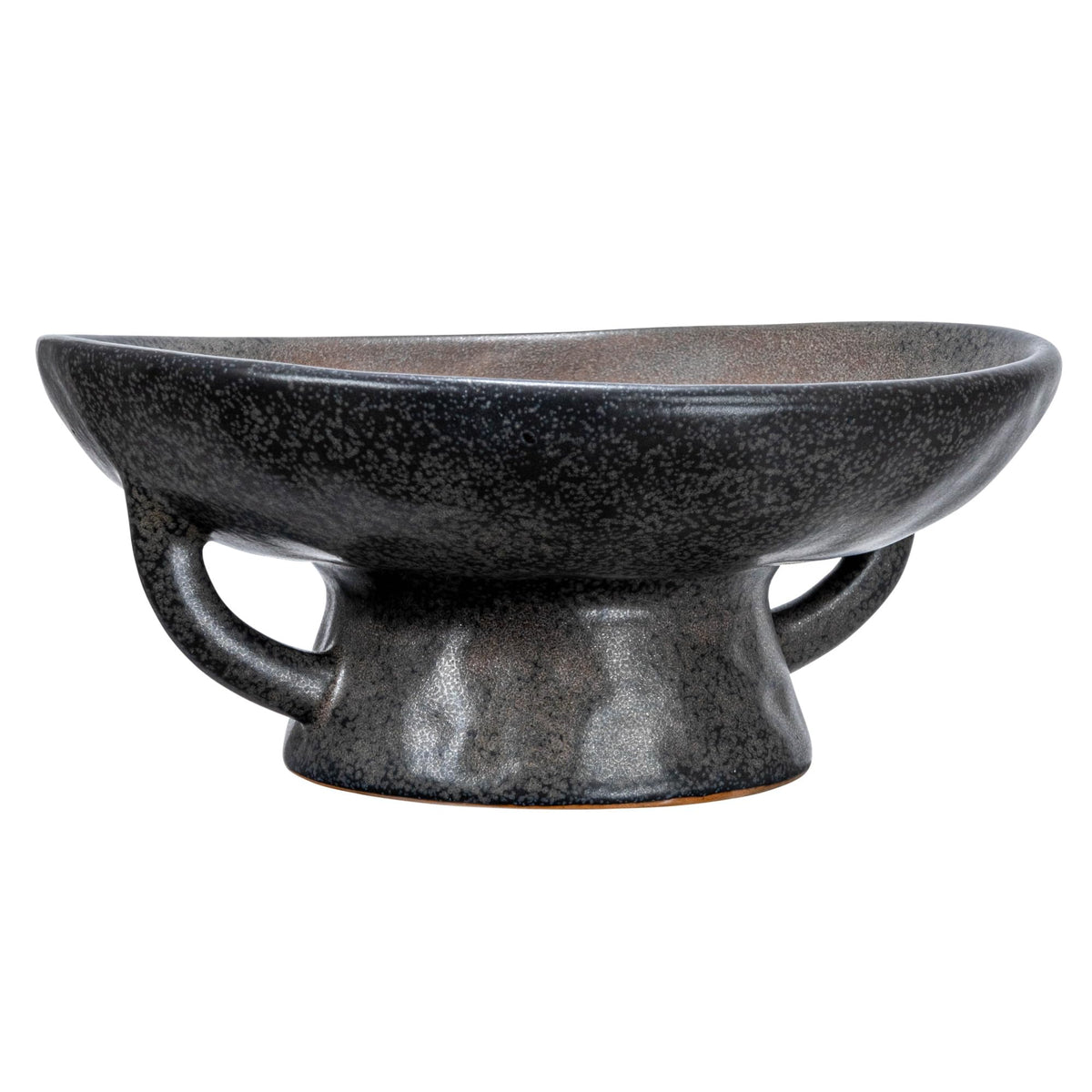 Creative Co-Op stoneware bowl with handle, black reactive glaze for chic serving.