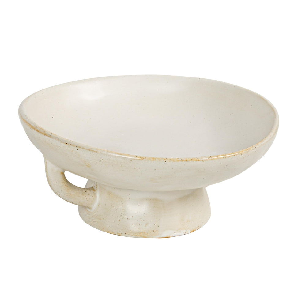 Creative Co-Op stoneware bowl with white reactive glaze, top view for sophisticated serving.