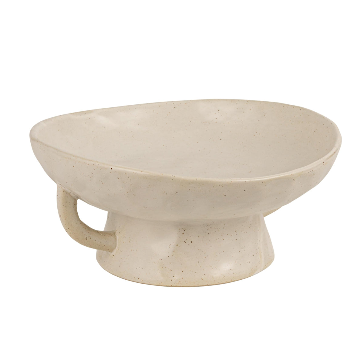 Creative Co-Op stoneware footed pedestal bowl with white glaze for elegant counter display